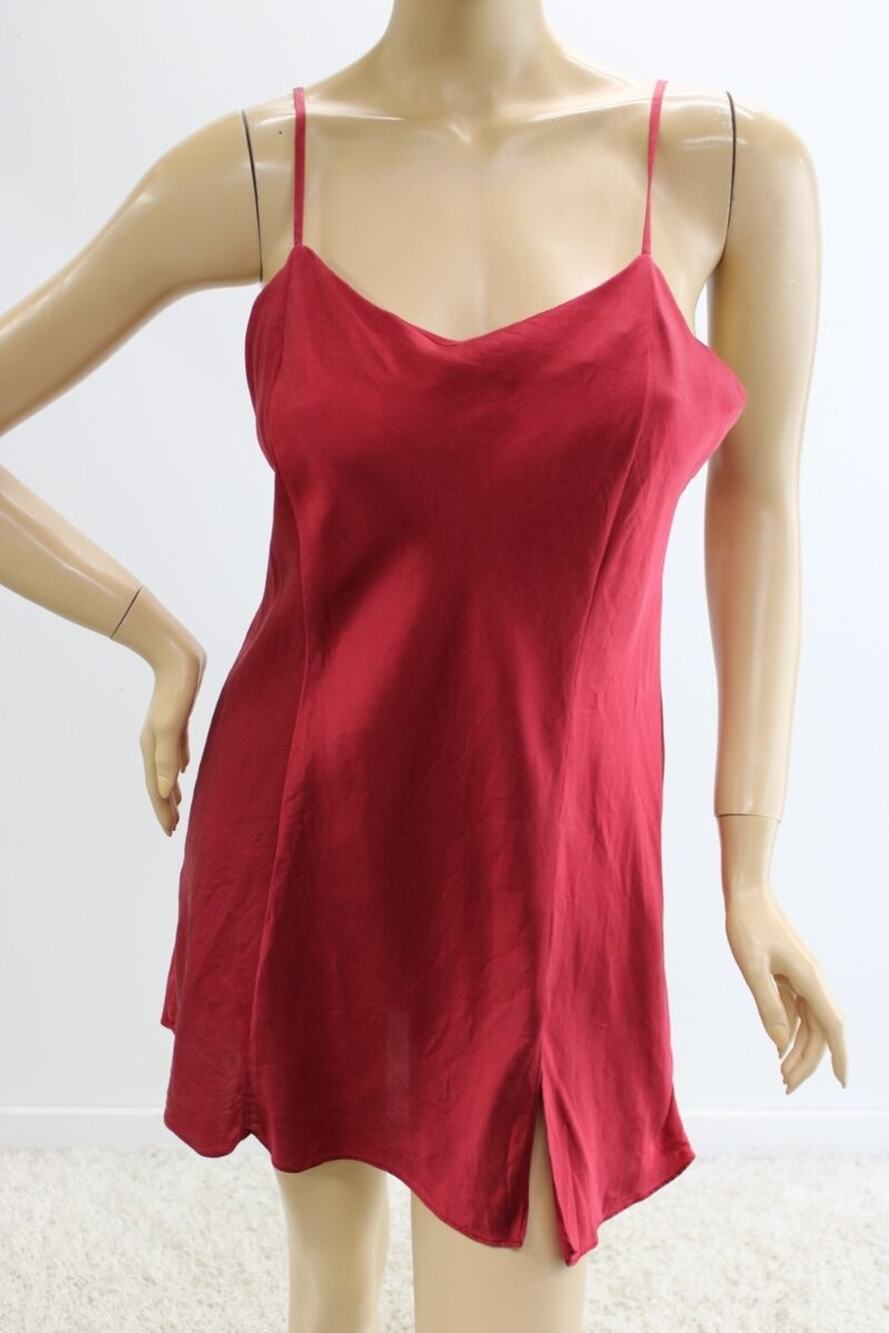 VTG Y2K Victoria's Secret Babydoll Nightie Large All Silk Blood Red Slip Dress